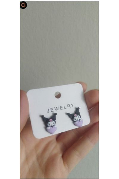 Acousticworld Sanrio Kuromi - Set of 2 Purple Heart Magic Earrings, Youth and Children's Gift Accessory