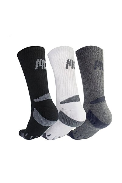 MUSCLECLOTH Stay Fresh Uzun Çorap 3'lü Paket Gri Beyaz Siyah