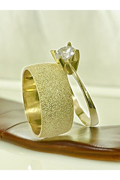 Alyans Gümüş Evi 8 Mm Lazerli Tektaş Hediyeli Alyans