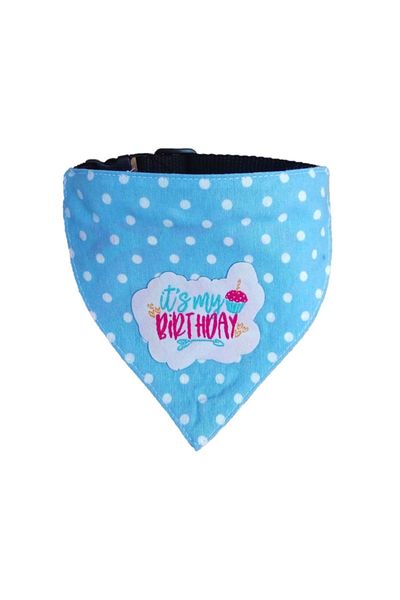stylie Birthday Themed Cat and Small Breed Dog Scarf Blue