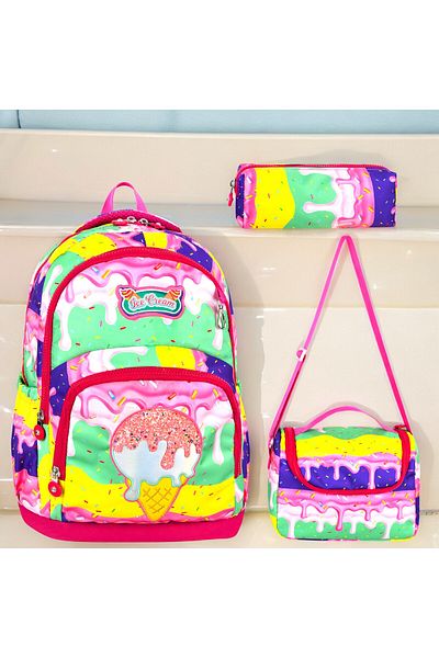 Shopiolog Orthopedic Primary School Nutrition Set - 3-Piece Waterproof Thermal, 3 Compartment Bone Zippered Pen Holder