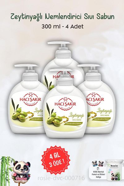 Hacı Şakir 300 ml Olive Oil Moisturizing Liquid Soap - ROSIE