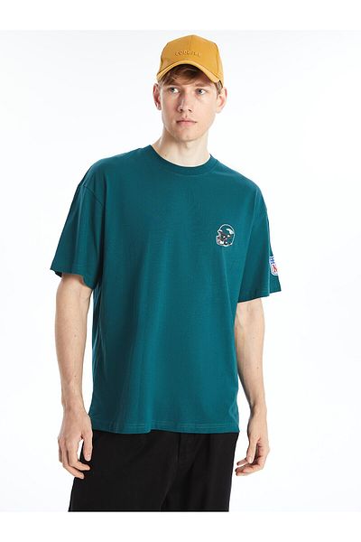 LC Waikiki Tricou cu imprimeu pentru bărbați din bumbac pieptănat - Gât crew, mânecă scurtă
