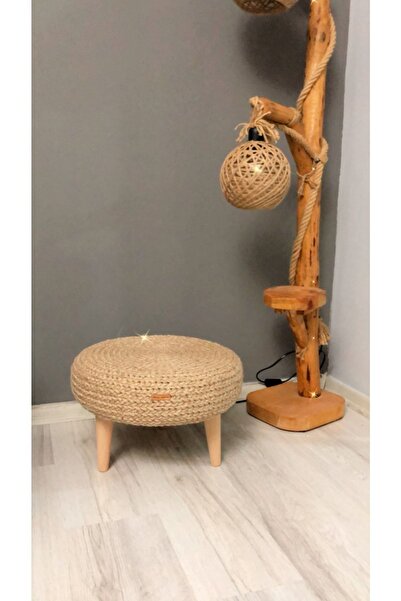 Hayal Home Hasır Örgü Detaylı Puf Sehpa (ebat 42x12