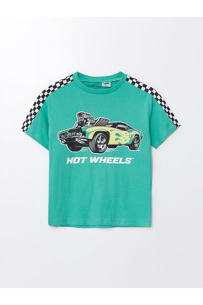 LC Waikiki Koszulka dla chłopca z nadrukiem Hot Wheels – okrągły dekolt, krót...