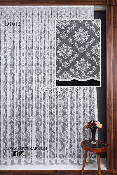 Perdekar Damask Desenli Tül Perde (1X3 SIK PİLELİ)