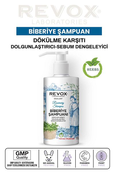Revox 400 ml Purifying Hair Care Shampoo with Rosemary Extract - Anti-Shedding