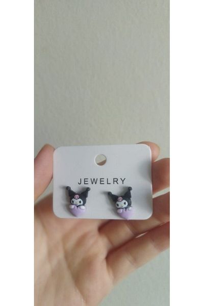 Acousticworld Sanrio Kuromi - Set of 2 Purple Heart Magic Earrings, Youth and Children's Gift Accessory