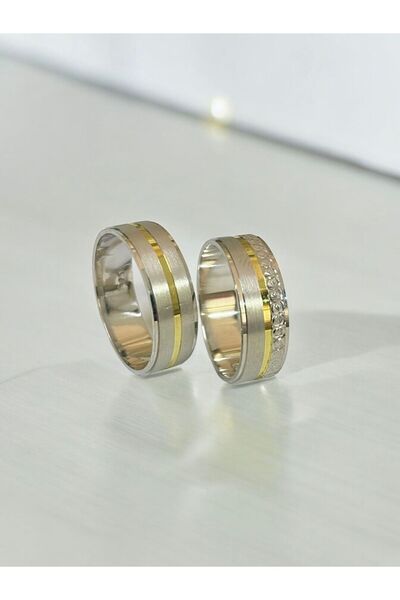 Alyans Gümüş Evi 7 Mm Beyaz Işlemeli Alyans