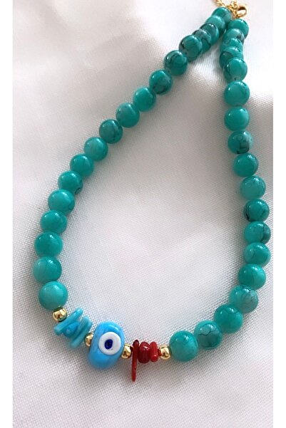 VNS Accessories Nazar Boncuk Detaylı Cam Boncuk Kolye