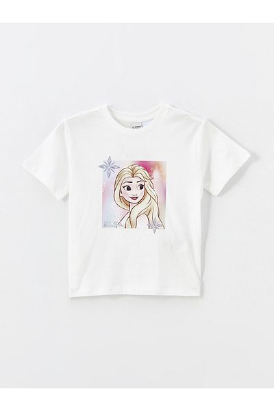 LC Waikiki T-shirt dla dziewczynek z nadrukiem Elsy – okrągły dekolt, krótki rękaw
