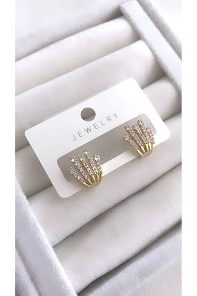 VNS Accessories Minimal Earrings with Zircon Stone Detail (13 mm)