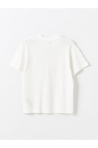 LC Waikiki Wygodny chłopięcy T-shirt z okrągłym dekoltem