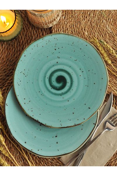 M'art Home Turquoise 20 cm - Hisar Mobile Porcelain 2-Piece Cake Plate