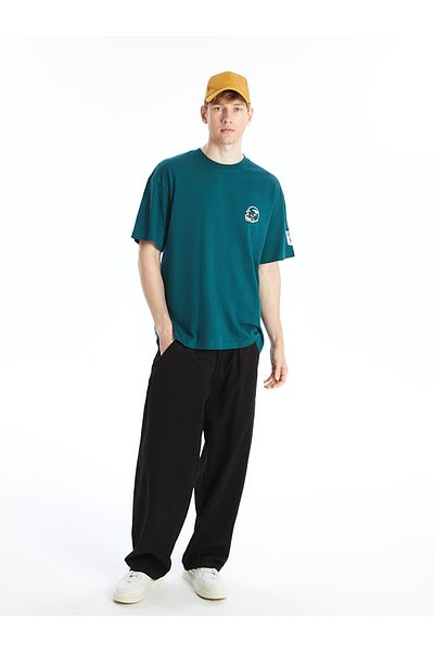 LC Waikiki Tricou cu imprimeu pentru bărbați din bumbac pieptănat - Gât crew, mânecă scurtă