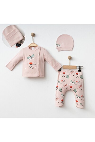 Gümüş Baby Kids طقم مطبوع مكون من 3 قطع للفتيات الصغيرات - بنطلون وقبعة قطنية...