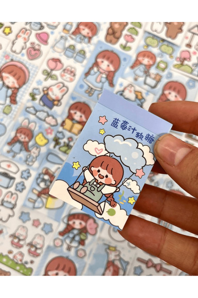 TikiTi Store ملصق دفتر ملاحظات صغير مكون من 50 ورقة من Cute Girl in the Sky / ملصق / مجلة رصاصة / تزيين دفتر الملاحظات