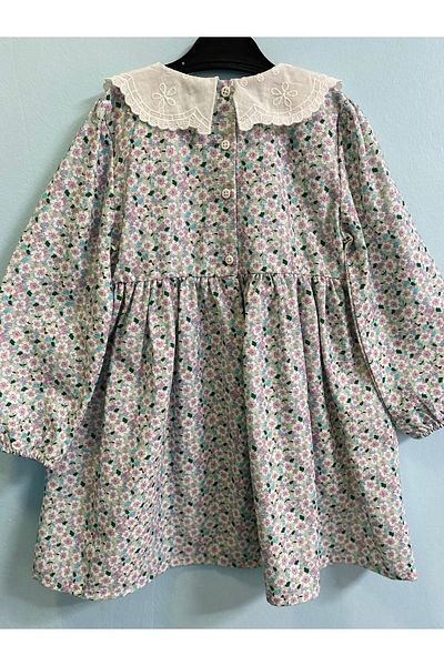 CİLLOPKİDS Brode Collar Patterned Girl's Dress
