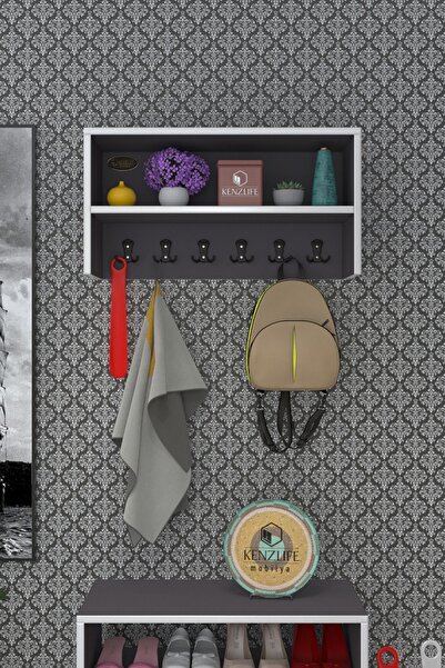 Kenzlife Elbise Askılığı Askılık Zeytuni Gri 35*070*20 Siyah 6 Adet Askı Port...