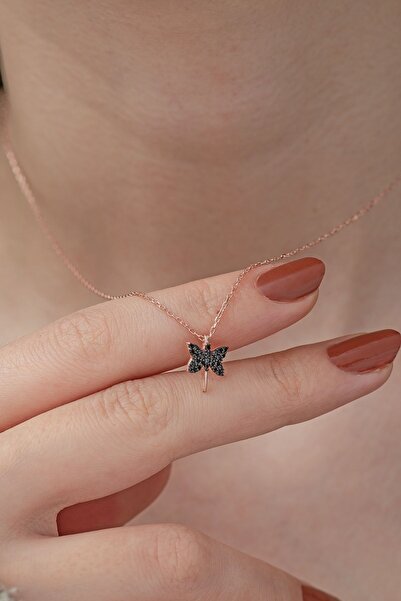 Nereze Kadın 925 Ayar Gümüş Siyah Minik Yusufcuk Kolye