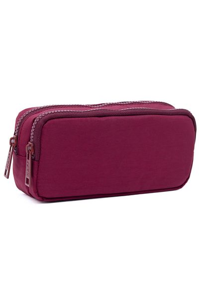 NEMO BAGS Claret Red Large Kaff Pencil Case - Waterproof, Washable Crinkle Wallet Type with Two Compartments Pocket