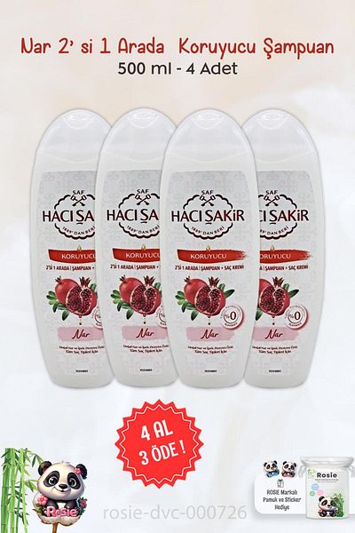 Hacı Şakir Hacı Şakir Pomegranate 500 ml - BUY 4 GET 3 PAY Shampoo Protector, ROSIE