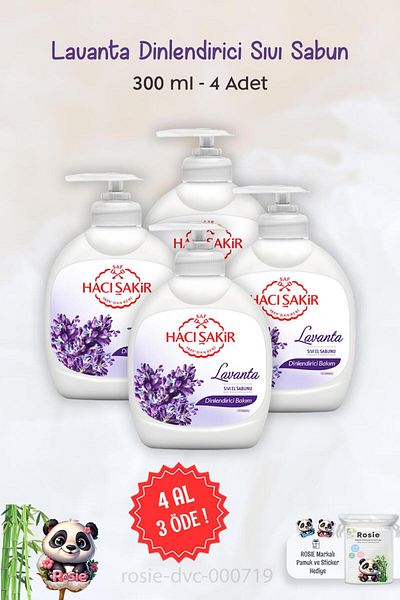 Hacı Şakir Hacı Şakir Lavender Relaxing Liquid Soap - BUY 4 GET 3 PAY, 300 ml and ROSIE