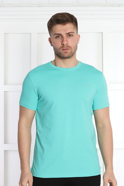NEED LİFE Men's Dark Mint Print Detailed Crew Neck T-Shirt