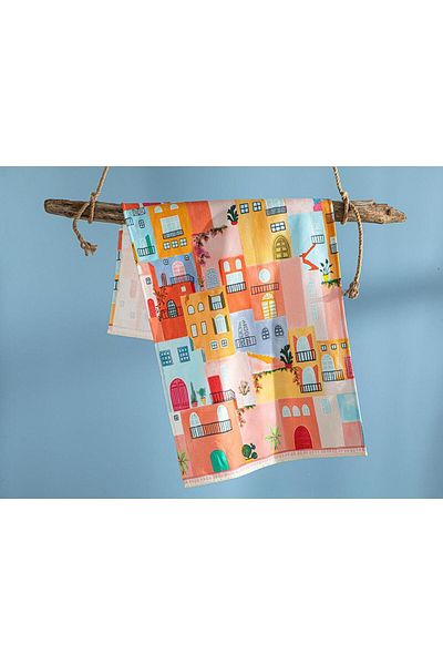 English Home Vernazza Cotton Digital Print Beach Towel 70x150 Cm Colorful