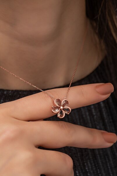 Nereze 925 Ayar Gümüş Çiçek Kolye Kadın Gümüş Kolye