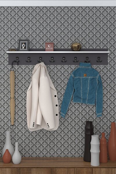 Kenzlife Elbise Askılığı Askılık Vettini100 Gri 20*100*12 Siyah 8 Adet Askı Portmanto