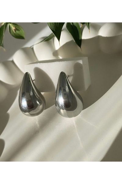 VNS Accessories 1.5 CM Mini Silver Steel Drop Earrings