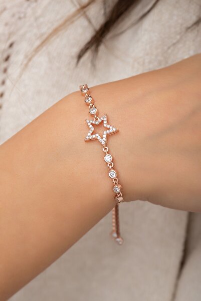 Nereze 925 Ayar Asansörlü Yıldız Bileklik Kadın Gümüş Bileklik