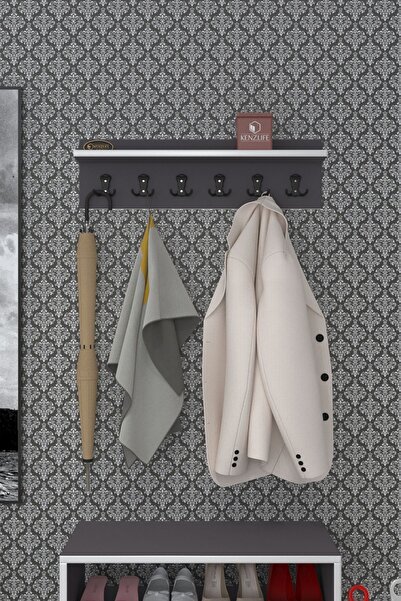 Kenzlife Elbise Askılığı Askılık Vettini70 Gri 20*070*12 Siyah 6 Adet Askı Po...