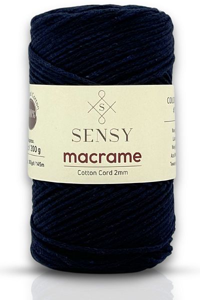 SENSY Navy Blue 2mm Cotton Chain Macrame Bag - Supla Lanyard