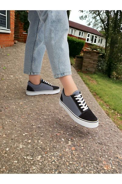 Lideral Unisex Gray Linen Sneaker - Comfortable Daily Use, Breathable Lace-up, Spare Lacing Included