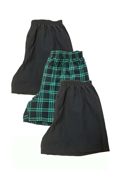 BICCA Ανδρικά μποξεράκια Premium Comfort Series Καρό Βαμβακερά Πλυντήρια ρούχων 3-συσκευασία - Μαύρο Πράσινο Καρό