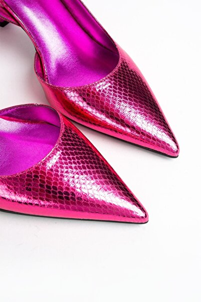 Seniorah Callias Fuchsia Metallic Skin Women's Heeled Shoes