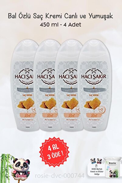 Hacı Şakir 4 AL 3 ÖDE Hacı Şakir Bal Saç Kremi Canlı Ve Yumuşak Saçlar 450 ml...