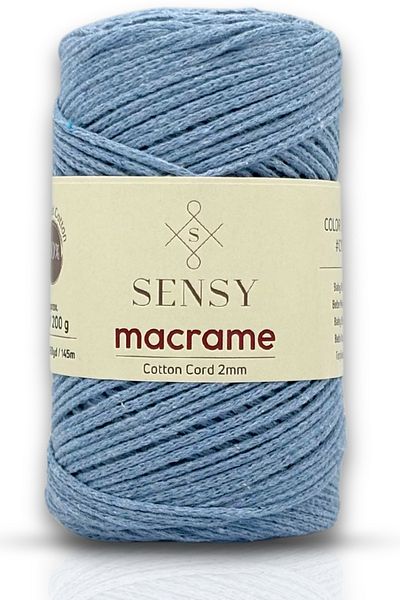 SENSY 2mm Koton Chain Macrame Bag - Baby Blue with String Charger Detail
