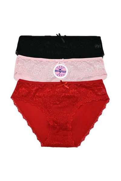 MİSS ELİZZA Black Lace Panties - Red Puppy, 3 Pieces