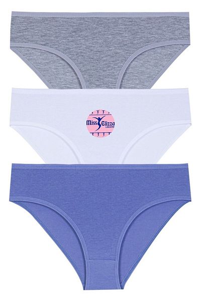 MİSS ELİZZA Set de 3 chiloți din bumbac albastru-alb-gri