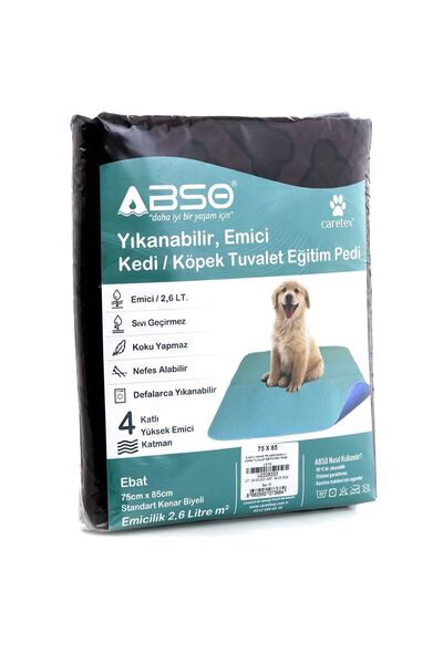 Abso Yıkanabilir 4 Emici Köpek Pedi Kahve Kemik Baskılı ( 75 X 85 Cm. )