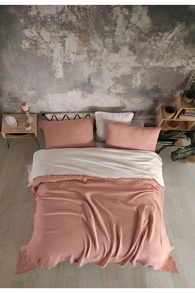 destinyhometex 4 Layer 100% Cotton Muslin Bedspread - 240x260 Cm King Size