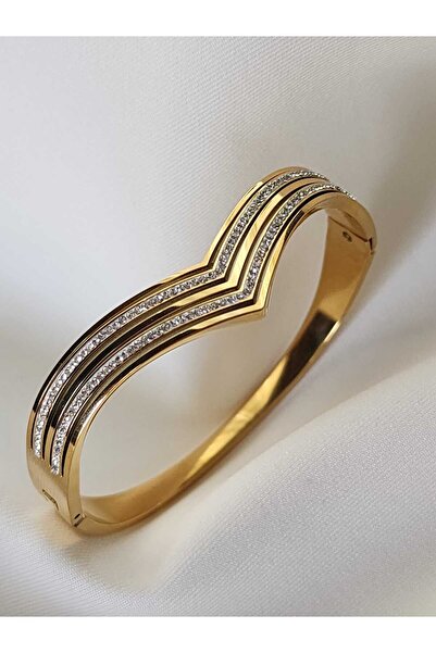 ZÜLİSCH ÇELİK KELEPÇE TAŞLI  GOLD MODEL PASLANMAZ