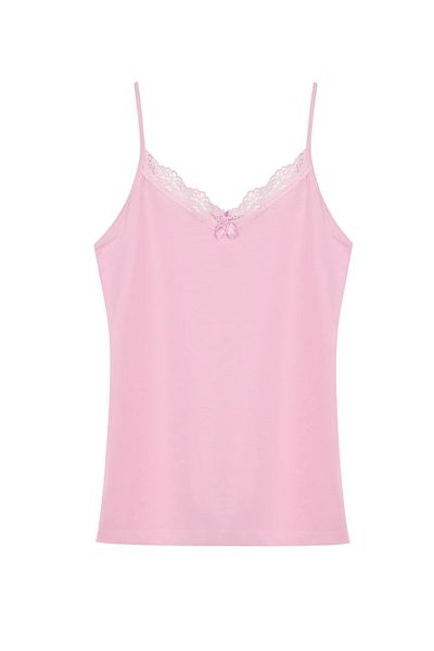 Miss Blue Moon 8000-1 Model V-Neck Lace Single Tank Top
