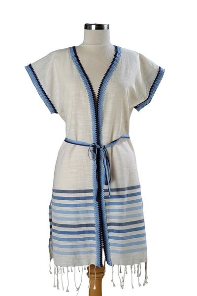 Dosimira Relaxed Cut Blue Kimono - Banded