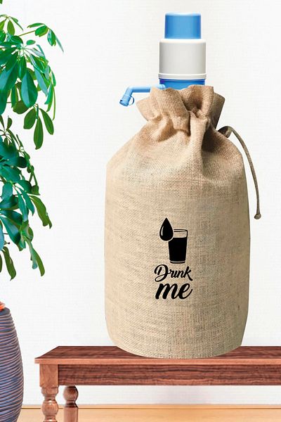 enmalife Кутия за демижон от юта с щампа „Drink Me“ и декоративно стъкло