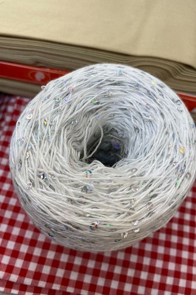 Işin Tasarım Sequin White Cotton 150 Grams of Rope
