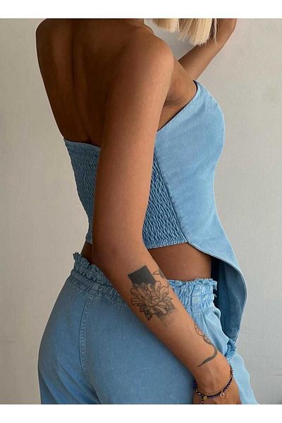 dshee woman Top crop din denim